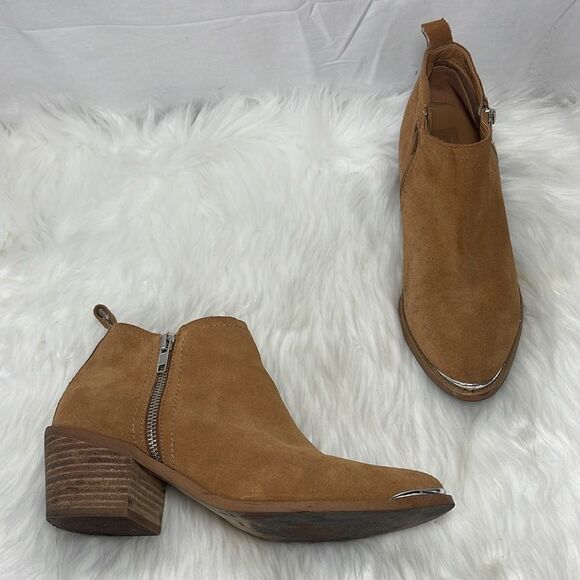 Dolce Vita Oaxana Butterscotch Suede Booties Sz 8 - Picture 2 of 8